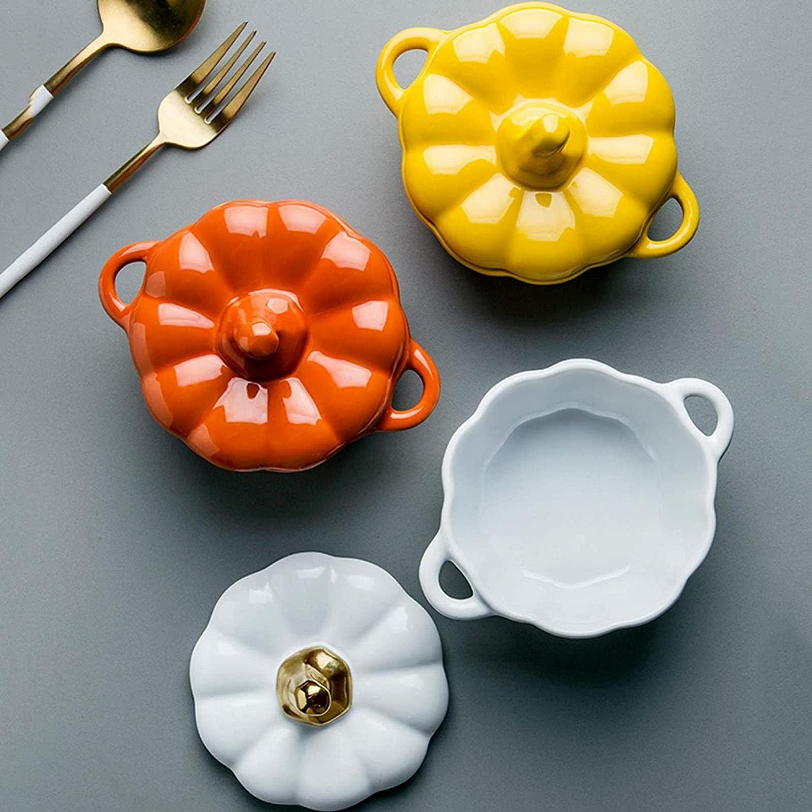 Гусятниця для запікання Pumpkin Casserole Dish Керамічна у формі гарбуза з кришкою, фото №5