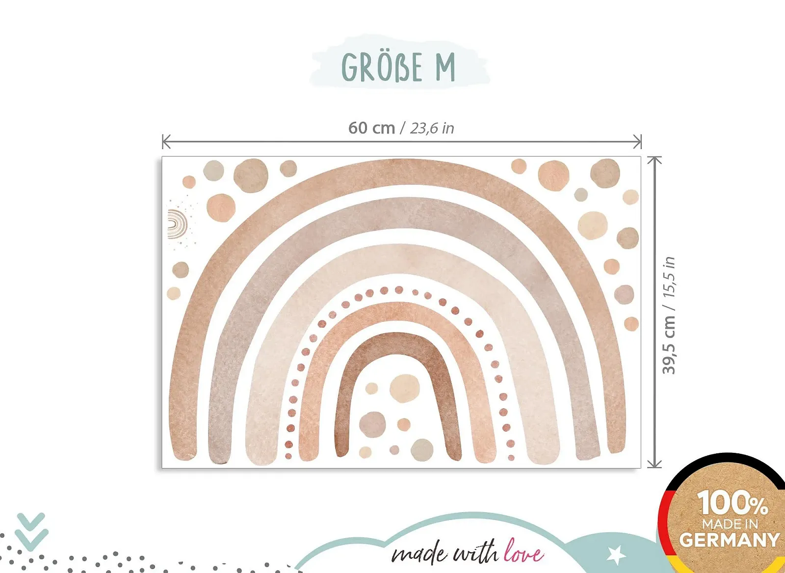 Наклейка на стену Little Deco DL5006 M Радуга с точками Коричневый, фото №4