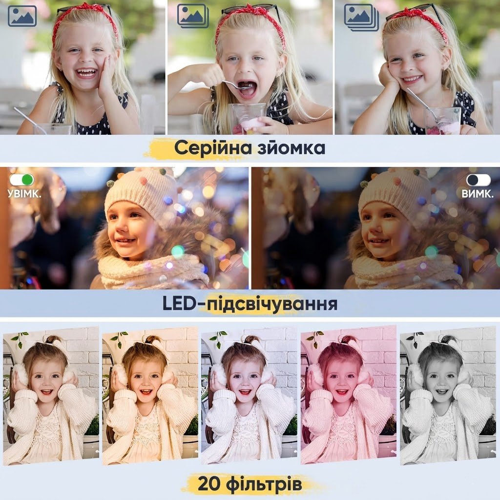 Цифровая компактная фотокамера Camkory DC403 44Мп Full HD Розовый + Карта памяти 32 ГБ, фото №5