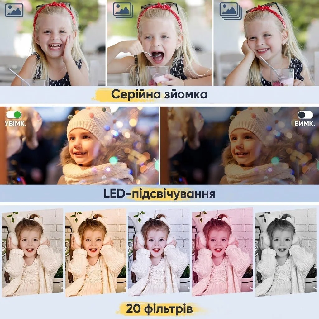 Компактная фотокамера Camkory DC403 44Мп / CMOS / Full HD / 16Х зум / Розовый, фото №5