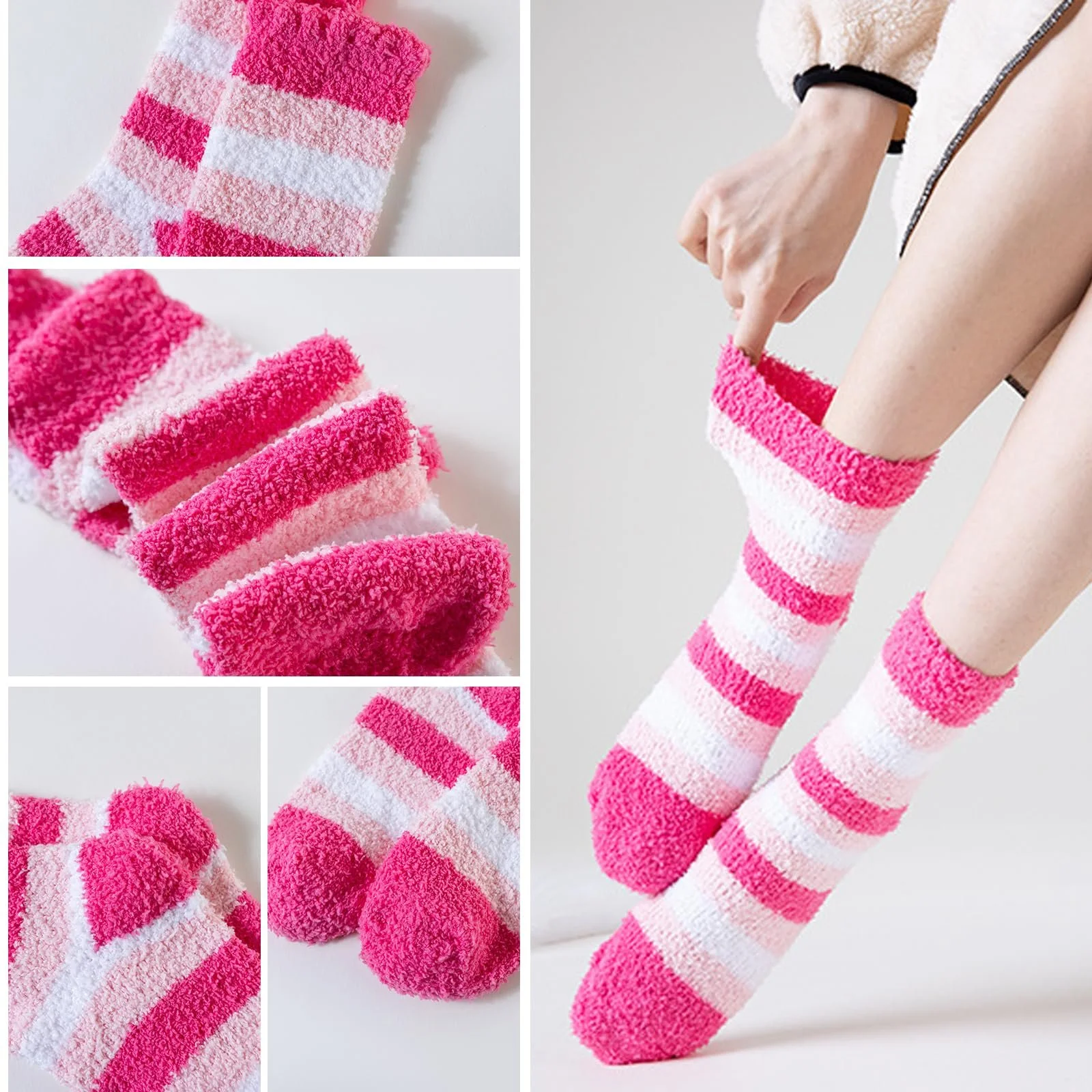 6 пар Мягких носков Женские Пушистые Зимние носки Домашние носки Теплые носки для сна Толстые носки для женщин Носки для кровати Толстые зимние носки Супермягкие Высокая эластичность Размер 35-41, фото №6