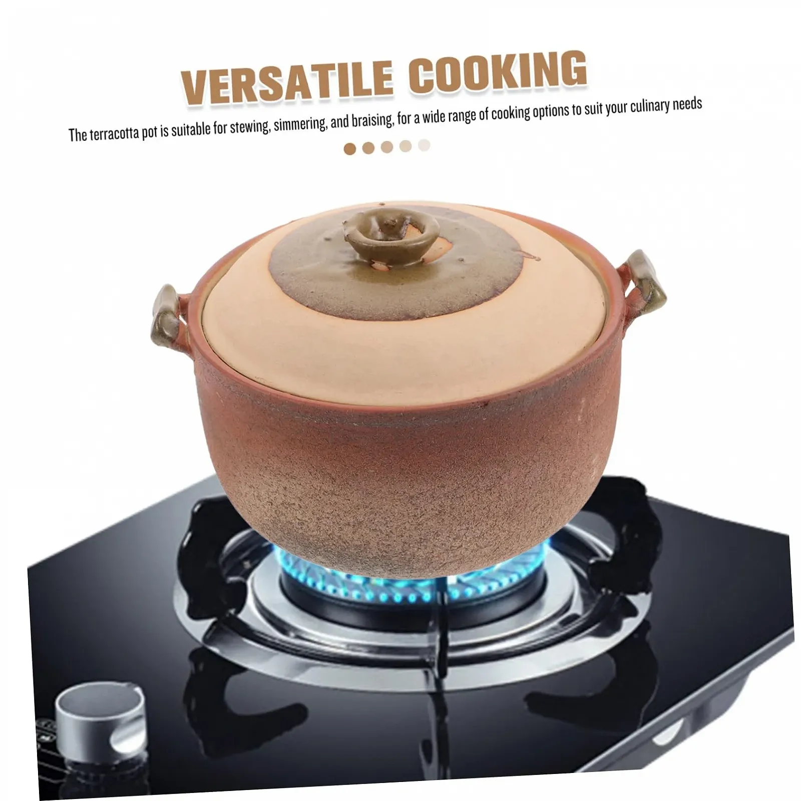 Кастрюля VALICLUD глиняная с ручкой для тушения и супов, фото №8