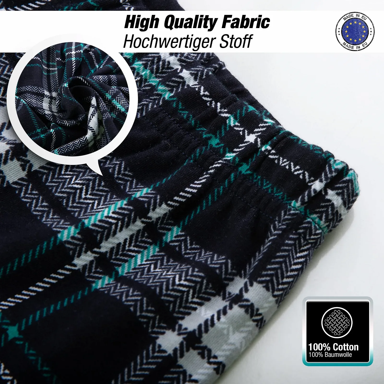 Пижама LOREZA для мальчиков, с длинными рукавами, 100% хлопок, тёплый интерлок в клетку, фото №5