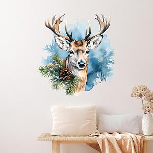 Наклейка на стіну GRAZDesign Різдвяний олень 32 x 30 см Синя synthetic.ua - Фото 1