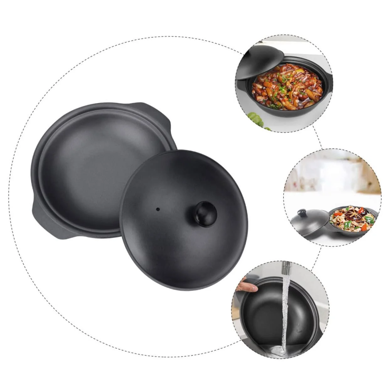 Каструля-жаровня Cast Iron з кришкою антипригарна термостійка, фото №6