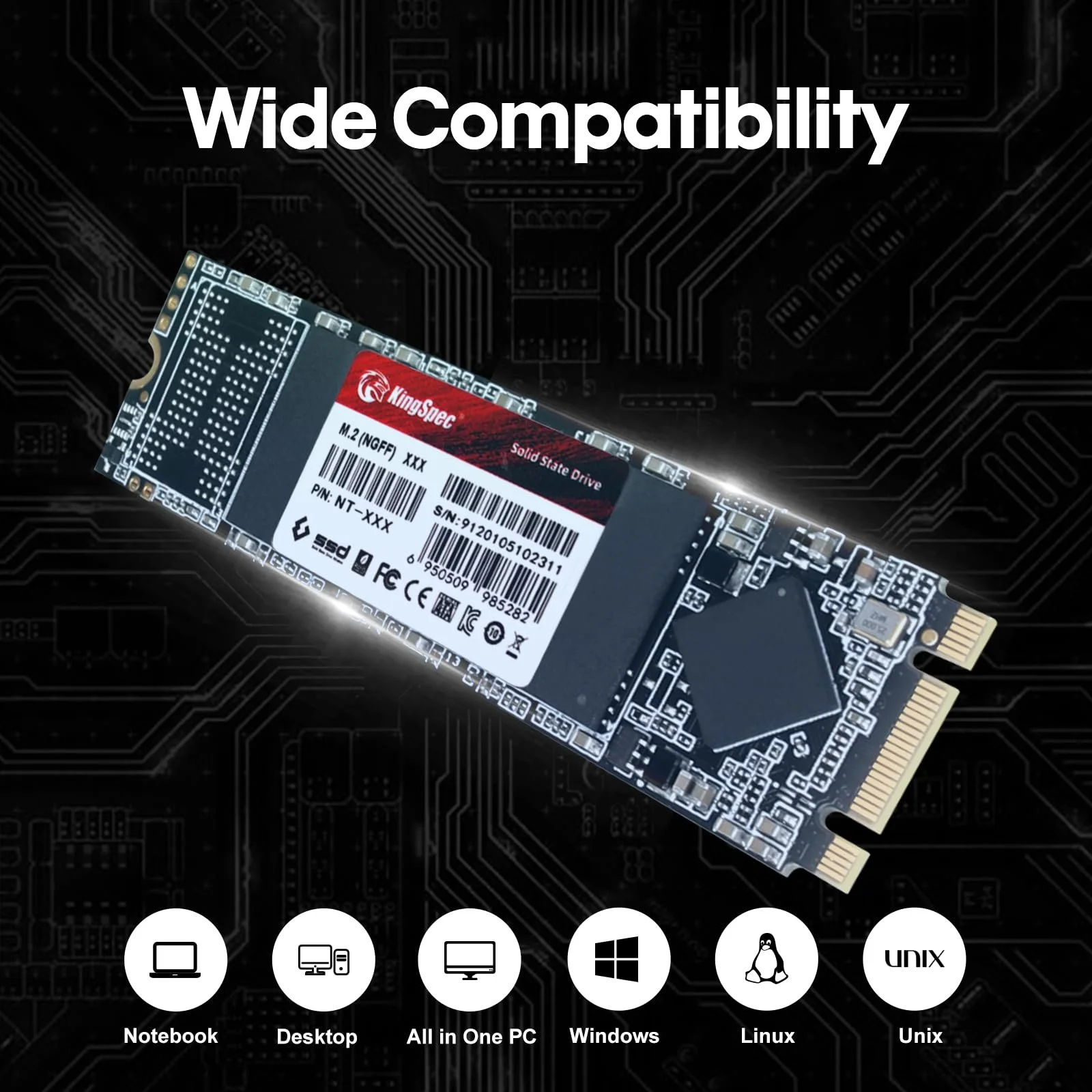 Внутрішній SSD накопичувач KingSpec NT Series 2TB SATA III M.2 2280 570MB/s 3D NAND, фото №6