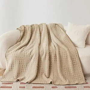 Плед Miyacare Вафельный узор Бежево-коричневый, 100 x 150 см - Фото 1