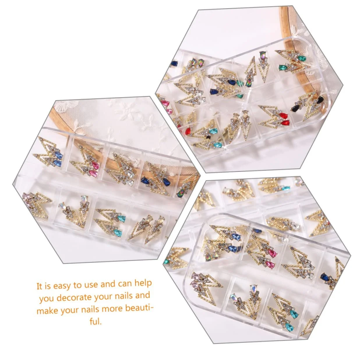 Стразы для ногтей FRCOLOR 72 шт. Блестящие украшения для творческого дизайна ногтей для украшения натуральных и искусственных ногтей, фото №5
