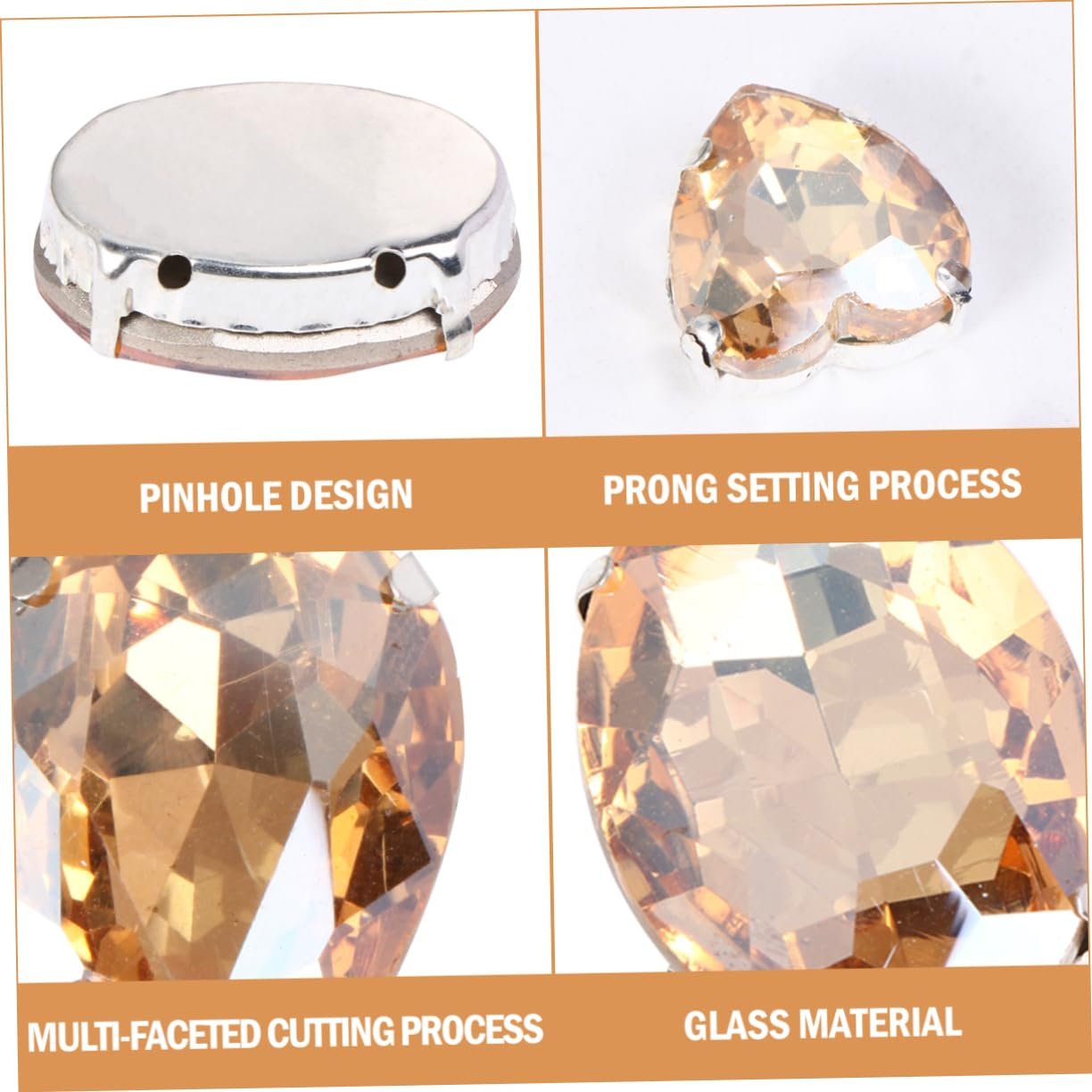 Стрази SEWACC 2 набори у формі кришталевої краплі з плоскою основою, фото №8