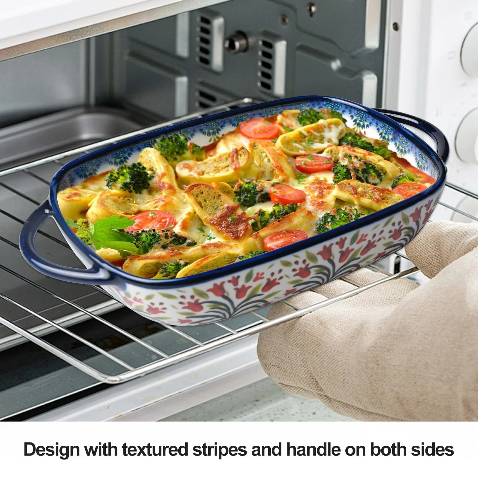 Форма для запекания керамическая прямоугольная с двойной ручкой 23.5 x 13 x 5 см Vintage, фото №4