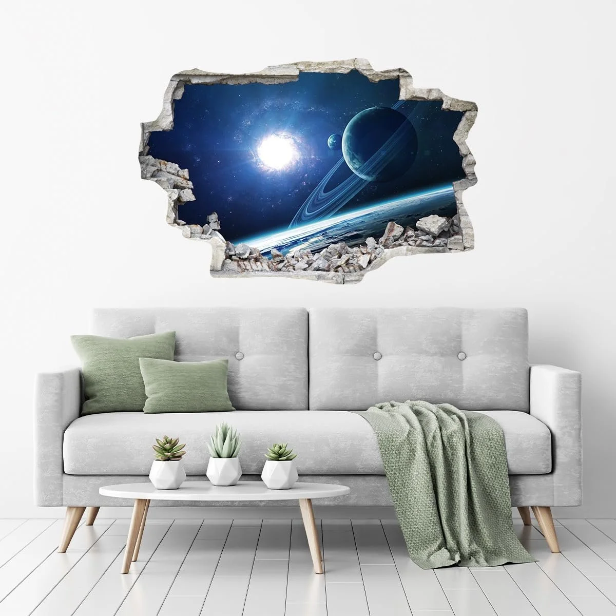 Наклейка на стіну DW000035 Планети в космосі 150 x 100 см Сірий камінь, фото №2