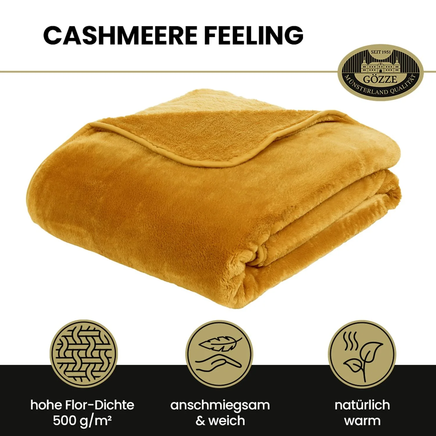 Покривало Gözze Premium Cashmere Feel 170 x 130 см пiсок, фото №2