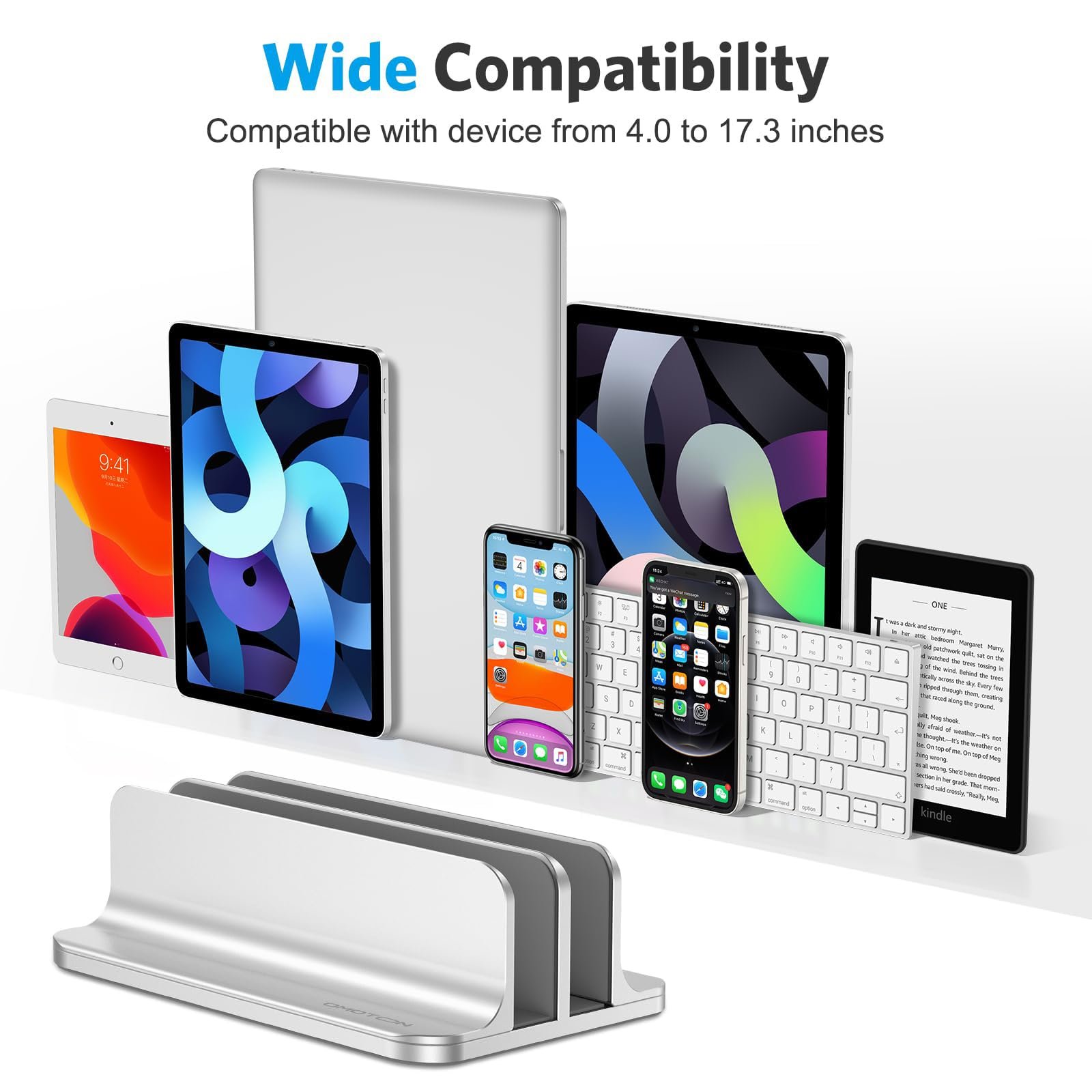 Вертикальная Подставка OMOTON для двух ноутбуков до 17.3 дюймов Серебристый, фото №3