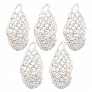 Подвесные корзины макраме Набор 5 шт. 20 x 10 см Бежевые Boho из хлопковой веревки - Фото 1