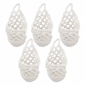 Підвісні кошики макраме Набір 5 шт. 20 x 10 см Бежеві Boho з бавовняної мотузки - Фото 1