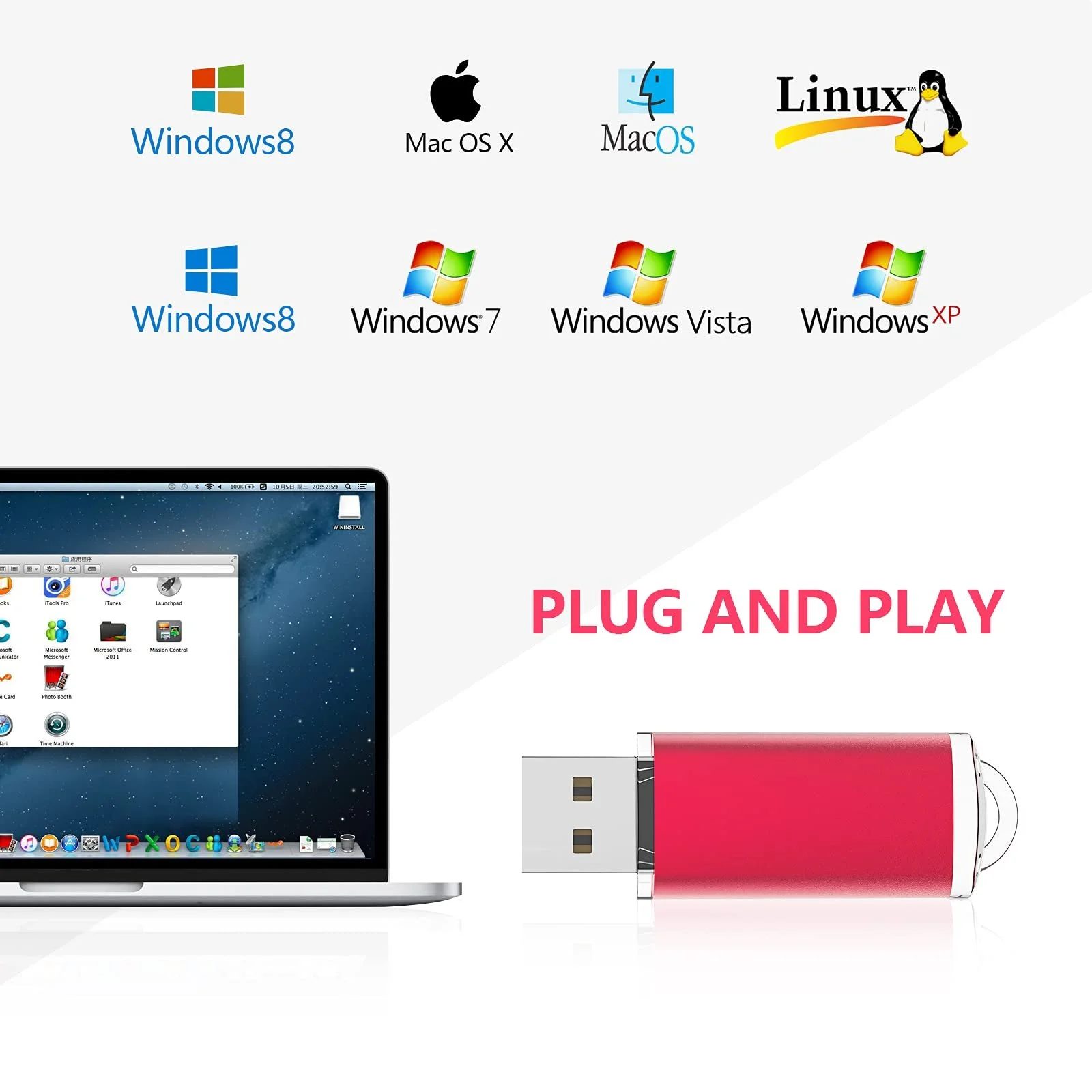 USB Flash Drive Kootion 32GB USB 2.0 Cap Design LED Indicator Red, фото №5