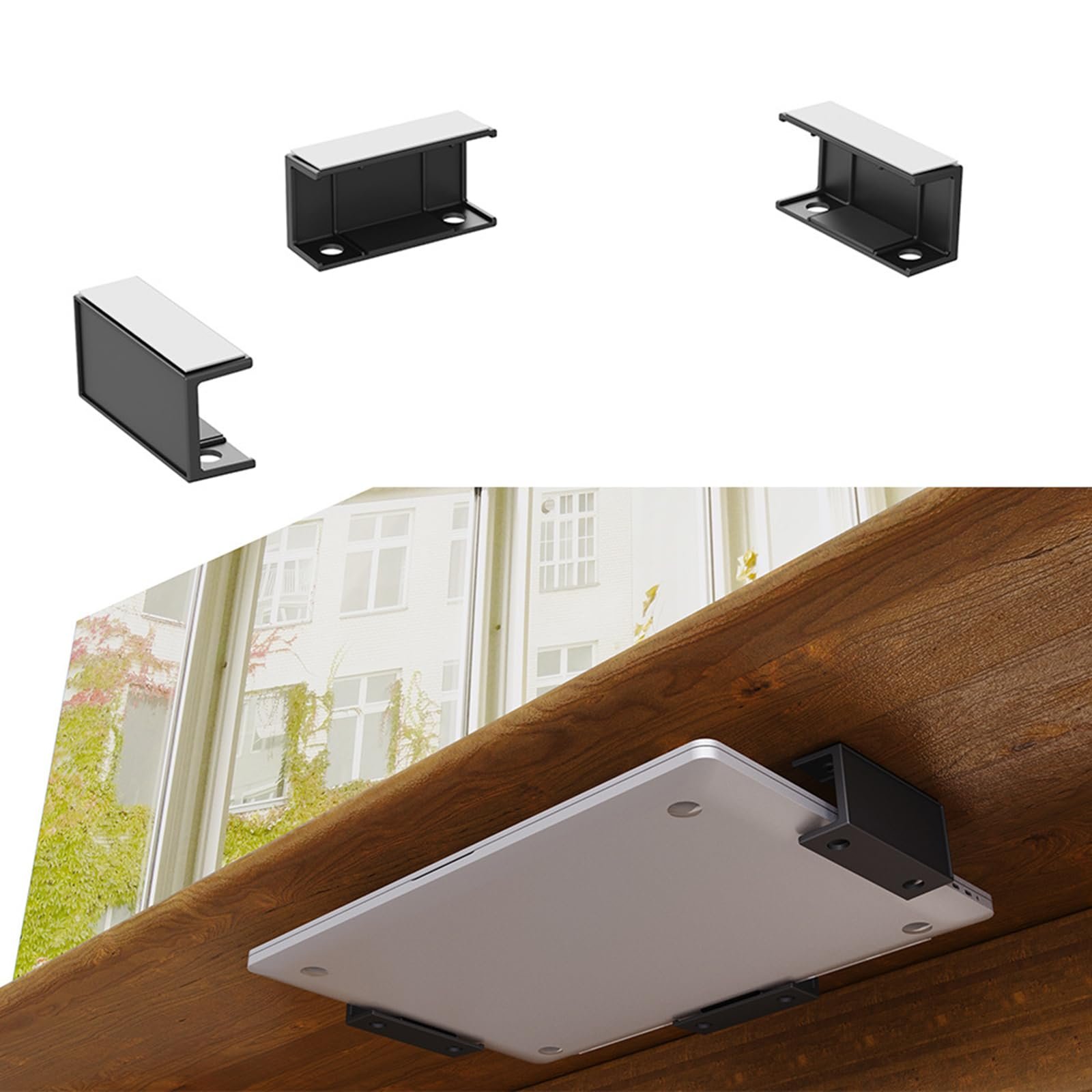 Подставка для ноутбука под стол, держатель полки, защитная полка, органайзер, кронштейн с винтами для кабельной коробки, фото №7