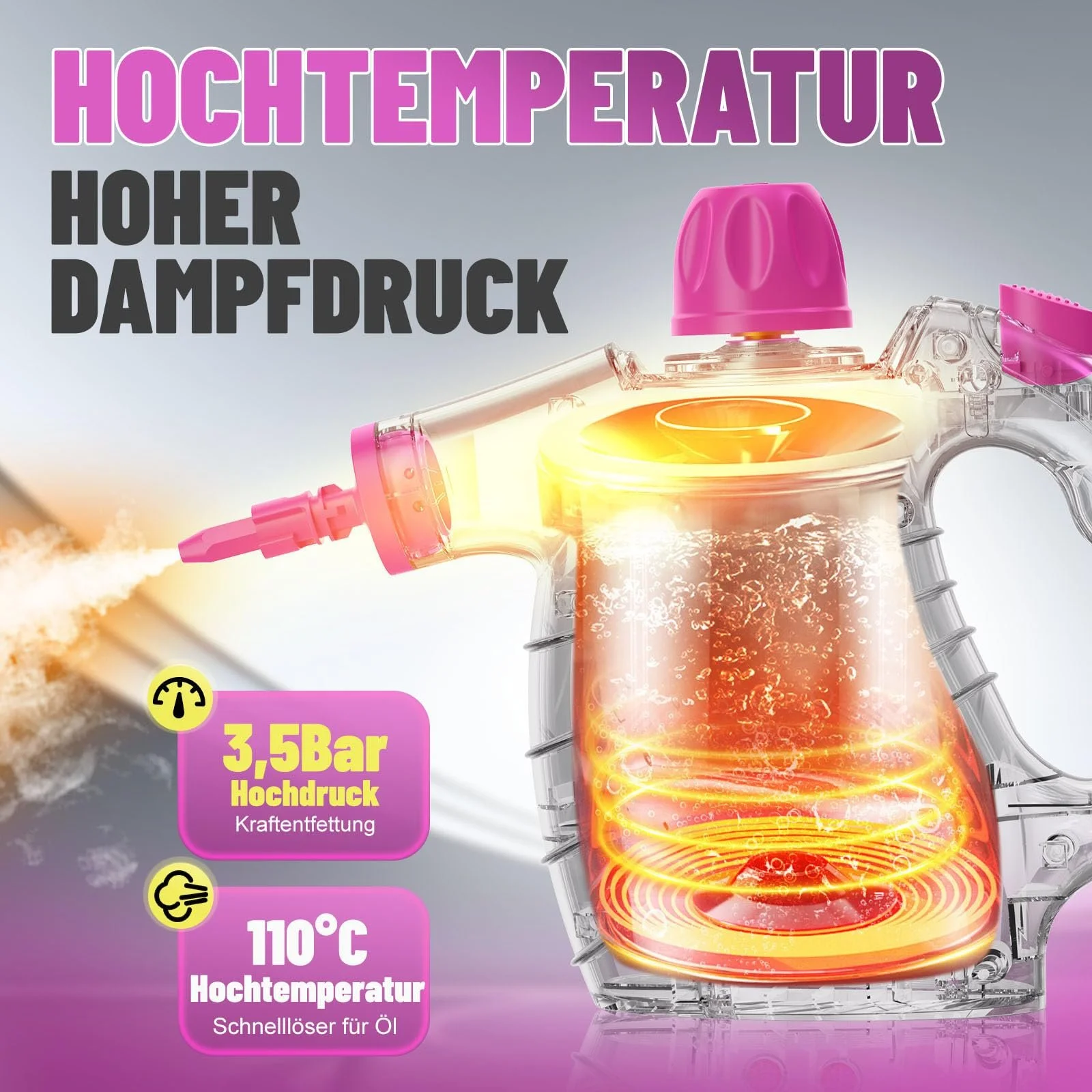 Ручний пароочисник AUIFFER 450 мл, 3.5 бар, фото №3