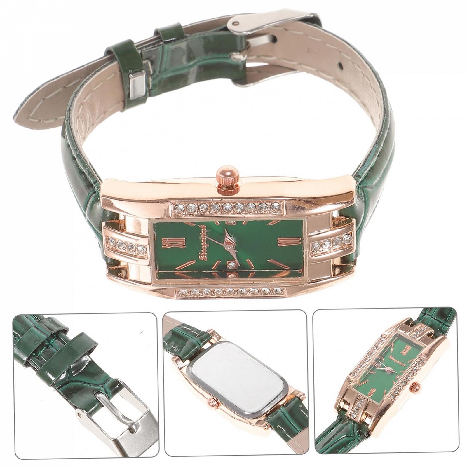 Часы женские кварцевые PartyKindom с римскими цифрами зеленые, фото №8