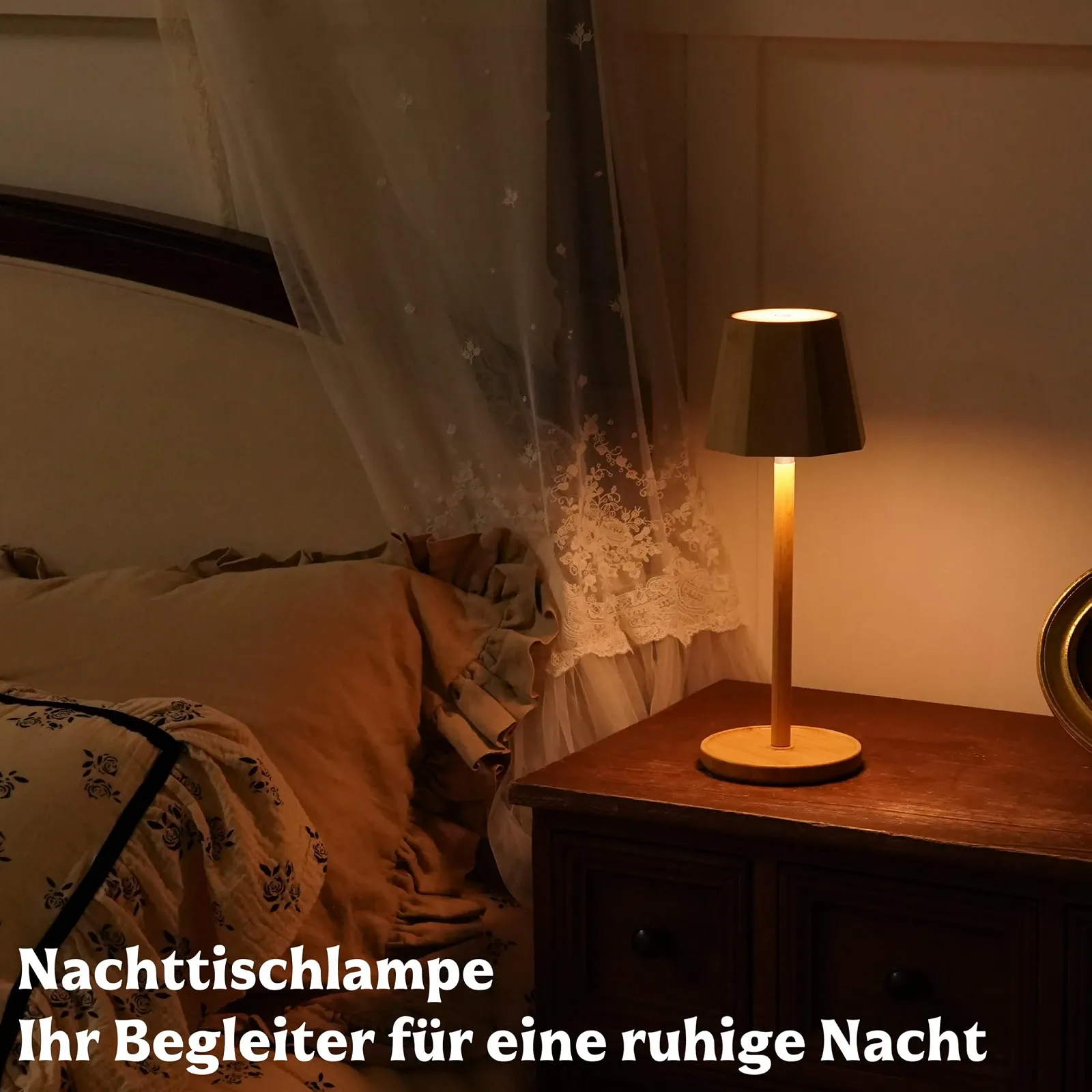 Настільна лампа LED Vintage Bamboo Boho бездротова сенсорна IP54 5200 mAh Дерев'яна, фото №9