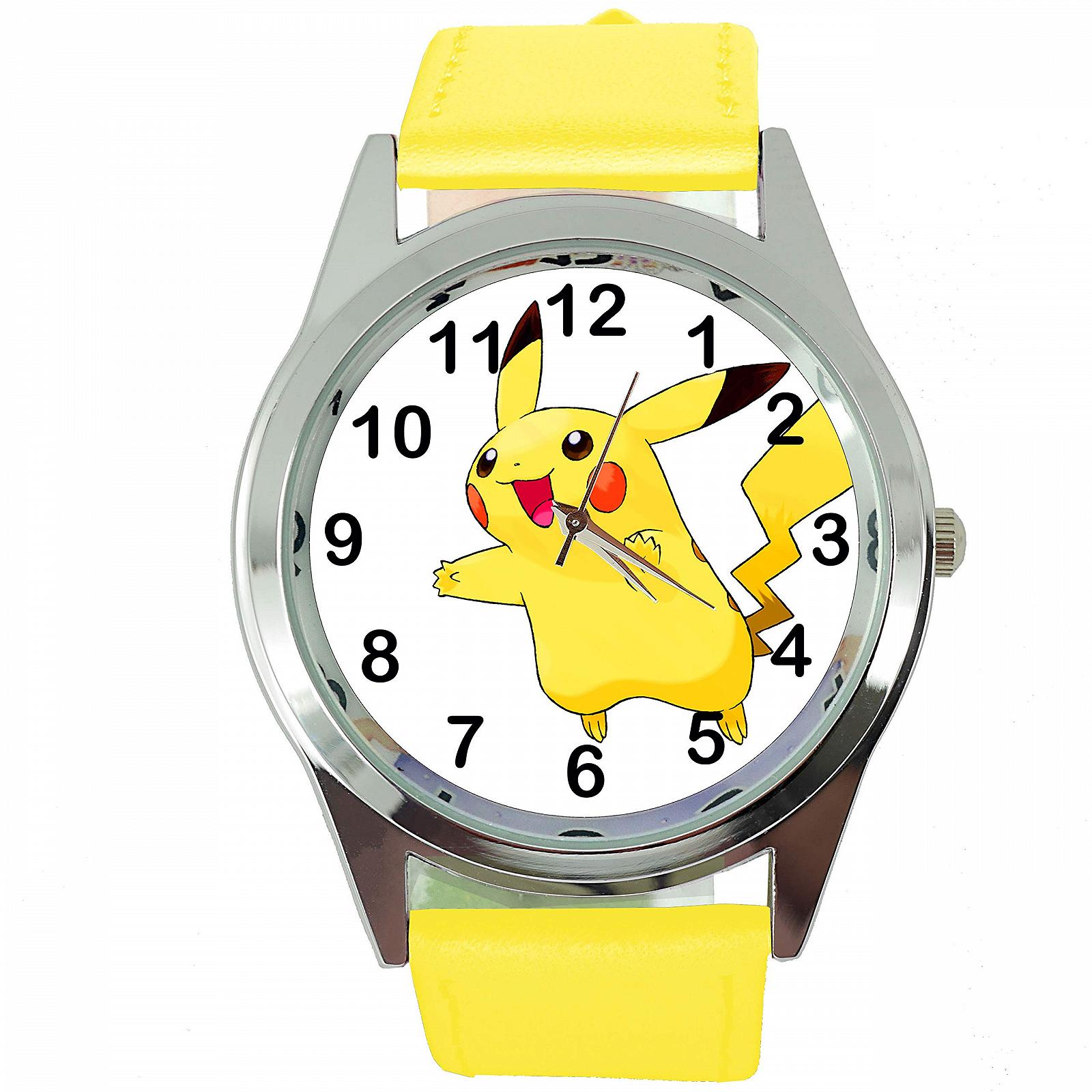 Годинник Taport Pikachu Quartz з жовтим шкіряним ремінцем, фото №1