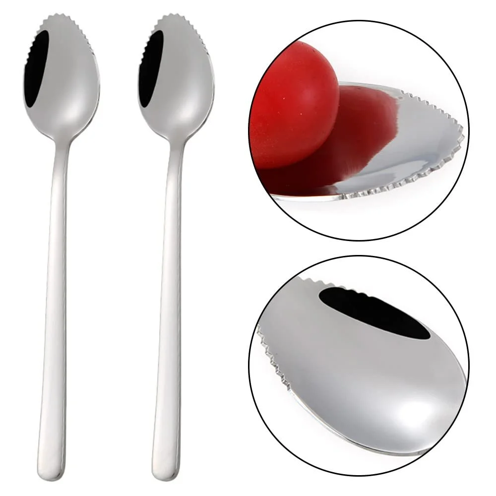 Ложка для грейпфрута з зубчастим краєм з нержавіючої сталі, набір 3 шт., фото №3