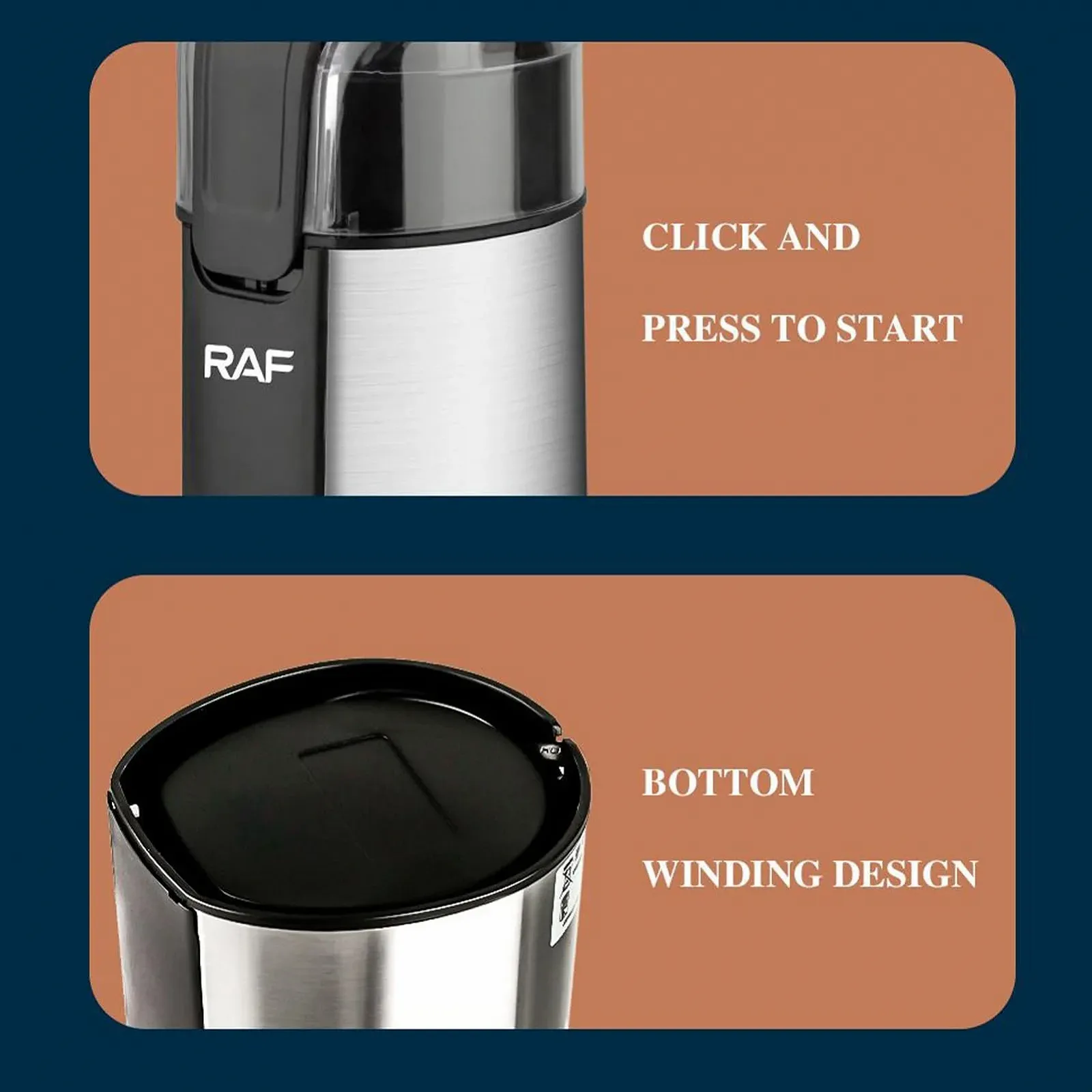 Кавомолка для кавових зерен і спецій, знімна кухонна техніка для сушеного перцю чилі, приготування бобів мунг, трав, червоної квасолі, кунжуту, фото №5