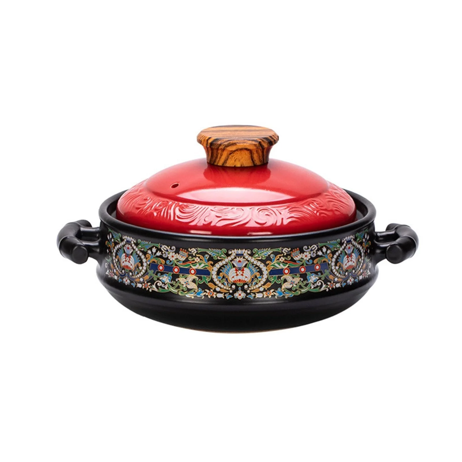 Керамічна каструля для запікання З кришкою Жаростійка Червона, фото №1