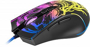 Мышь игровая Defender Bulletstorm GM-928 проводная, эргономичная, с оптическим сенсором, 7 кнопок, 4 режима DPI, многоцветная подсветка, Soft Touch корпус, черная synthetic.ua - Фото 1