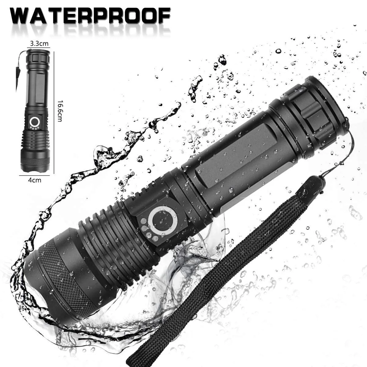 Фонарь POCKETMAN High Performance Rechargeable LED Mini Super Bright Hand Zoomable Waterproof Camping, фото №3
