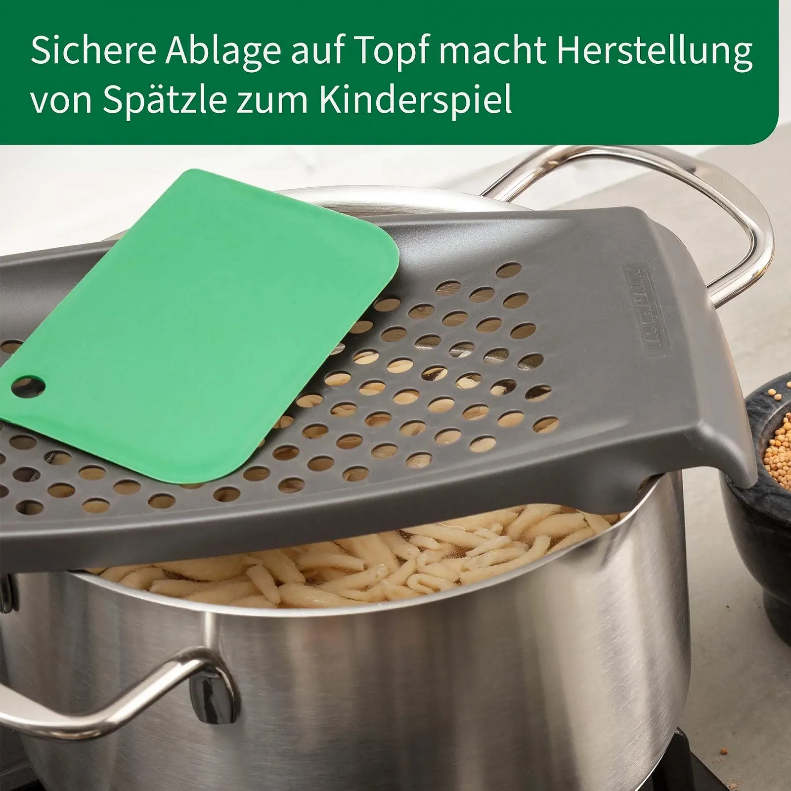 Терка FACKELMANN Chefkoch для шпецле з скребком, сірий/зелений, фото №5