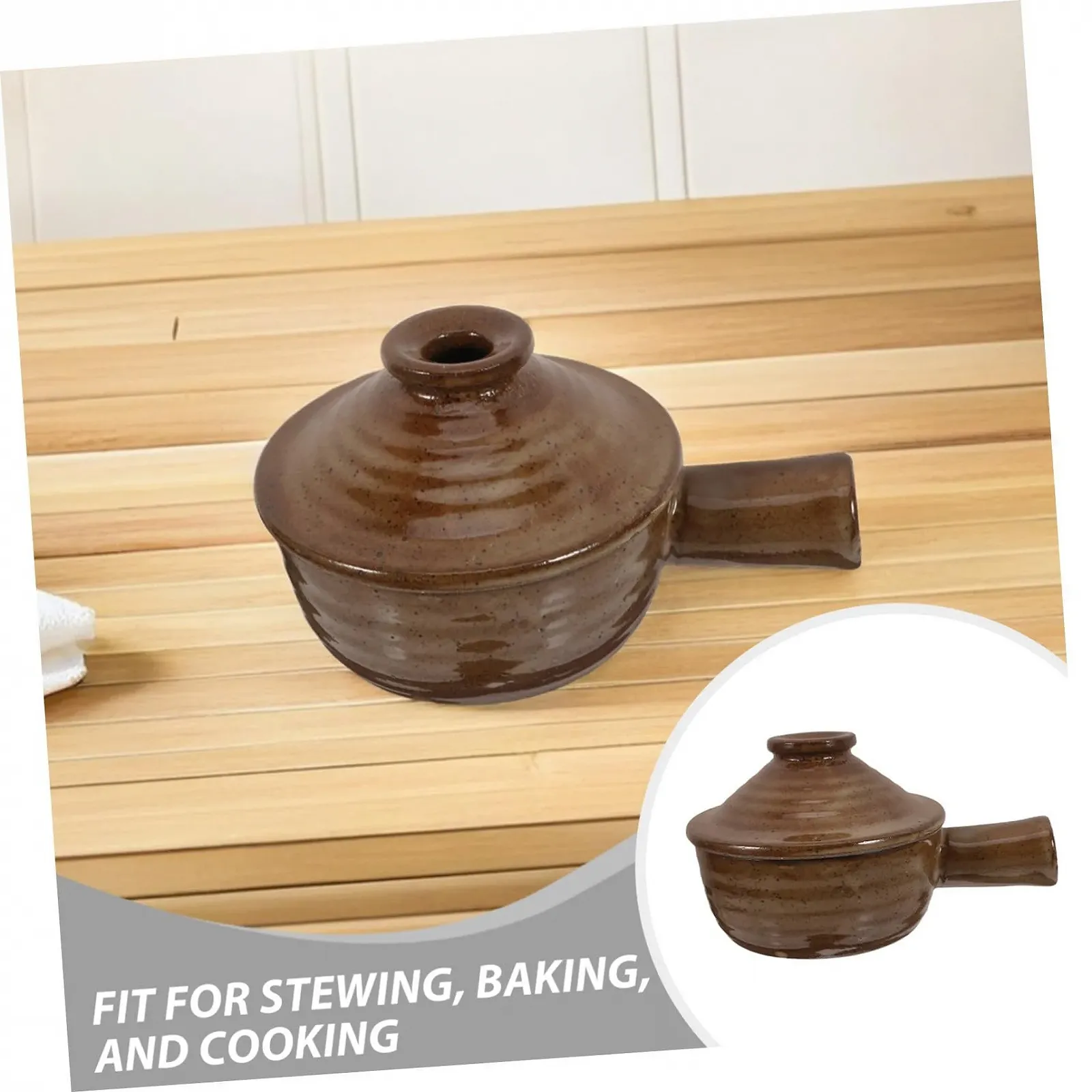 Ківш для тушкування Zerodeko керамічний Набір 2 шт. Круглий з кришкою, фото №3