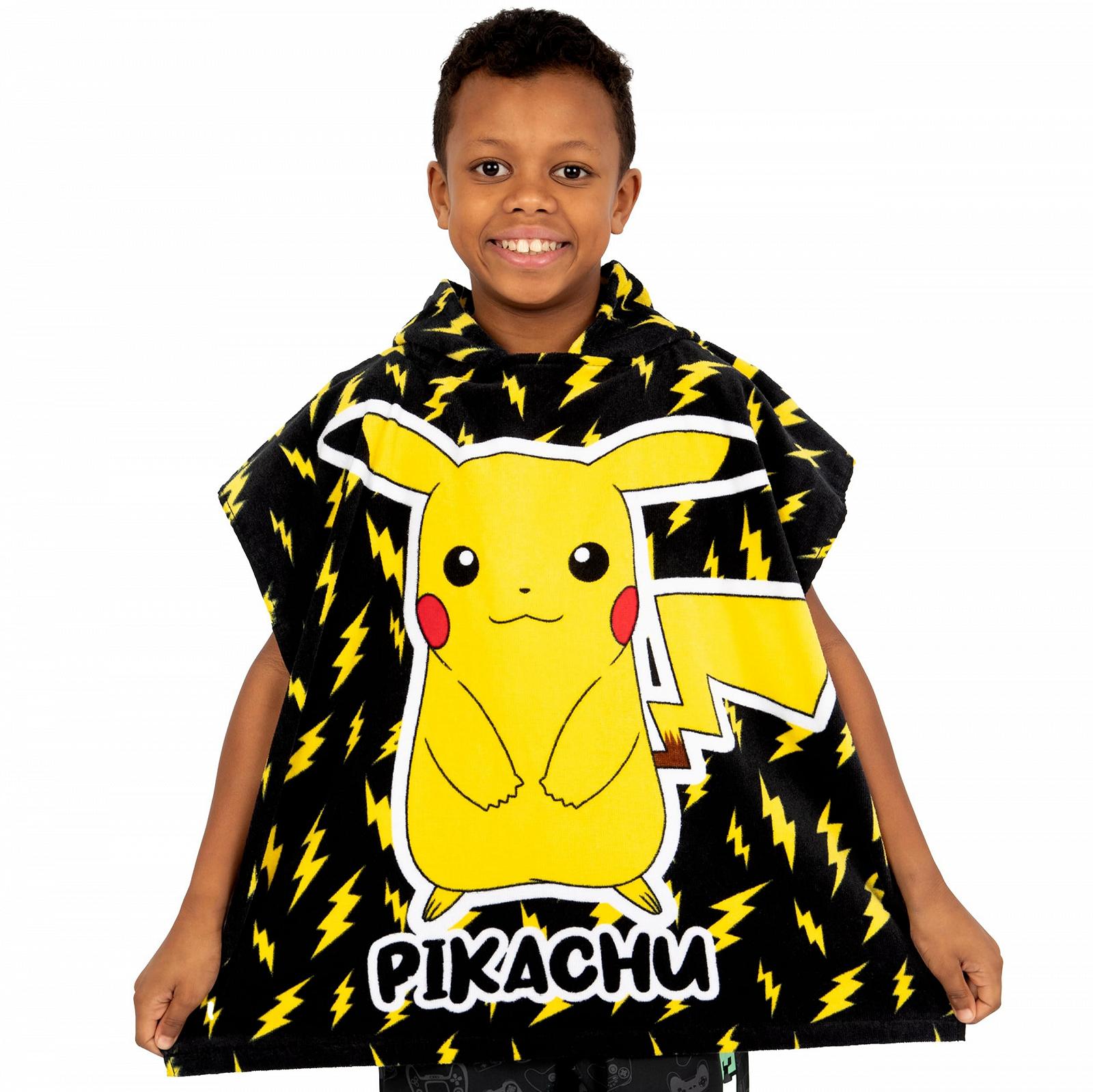 Пончо банное детское Pokémon Pikachu, полотенце с капюшоном, хлопковое пончо, One Size, черное, фото №7