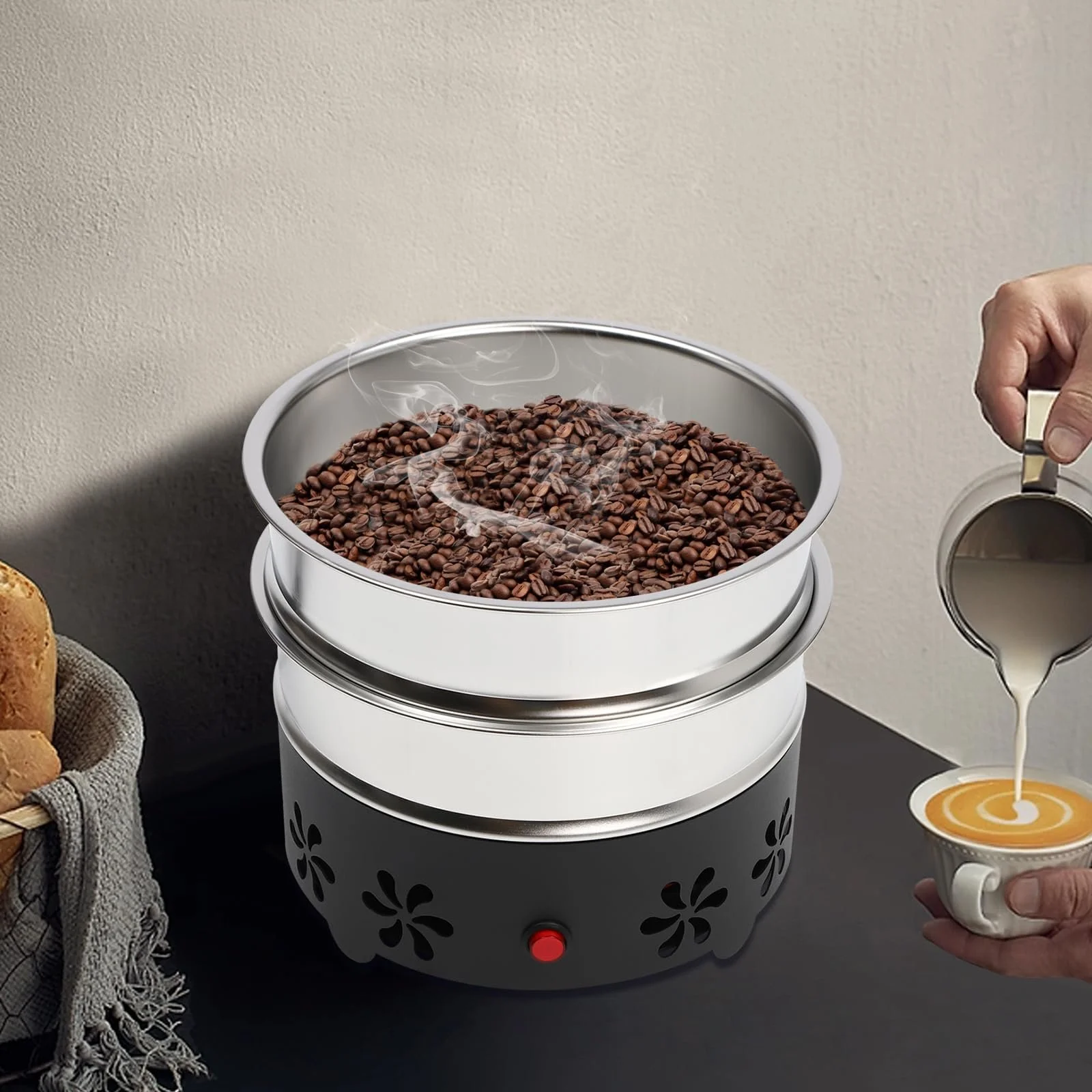 Кофемолка электрическая Машина для охлаждения кофейных зерен с сеткой из нержавеющей стали 304, два слоя, вместимость 0,6 кг (110-220В), фото №3