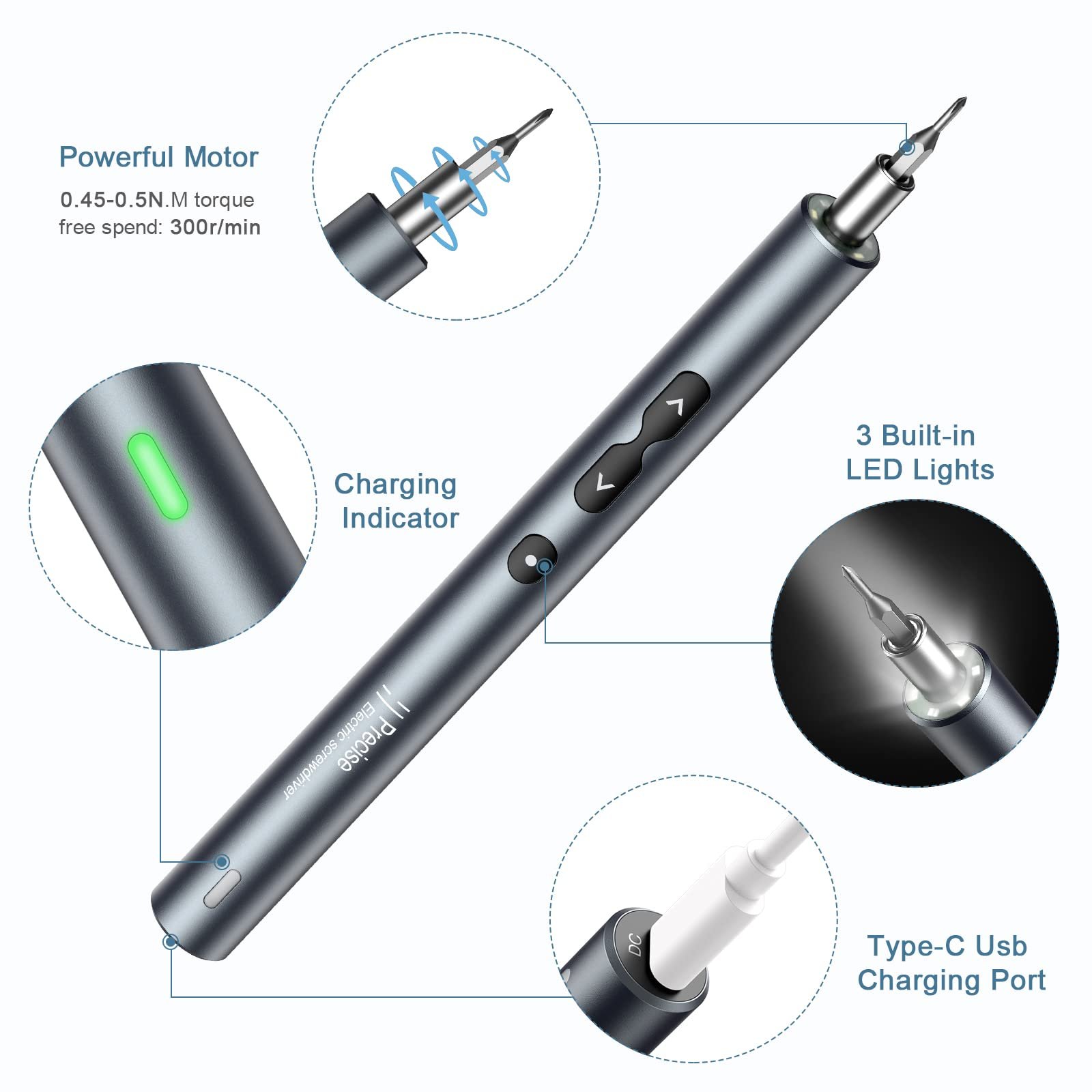 Електрична викрутка Ankilo 28 в 1 24 біти світлодіодні вогні, фото №4