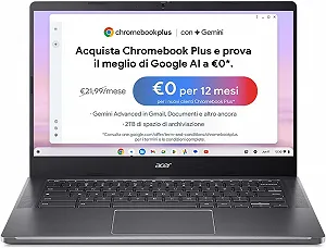 Ноутбук 14" Acer Chromebook Plus 514 (CB514-4HT-31U4) Intel Core i3-N305 RAM 8GB SSD 256GB 10год батарея ChromeOS (UKR) - Фото 1