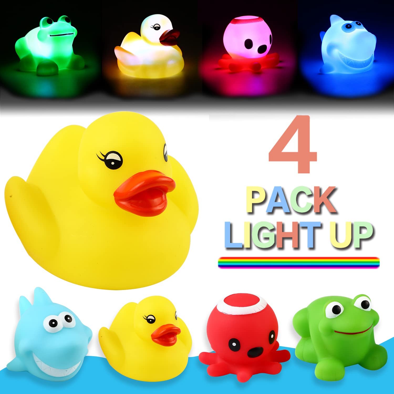 Іграшка для ванни Плаваюча 4 шт. (качка, восьминіг, жаба, акула), фото №2