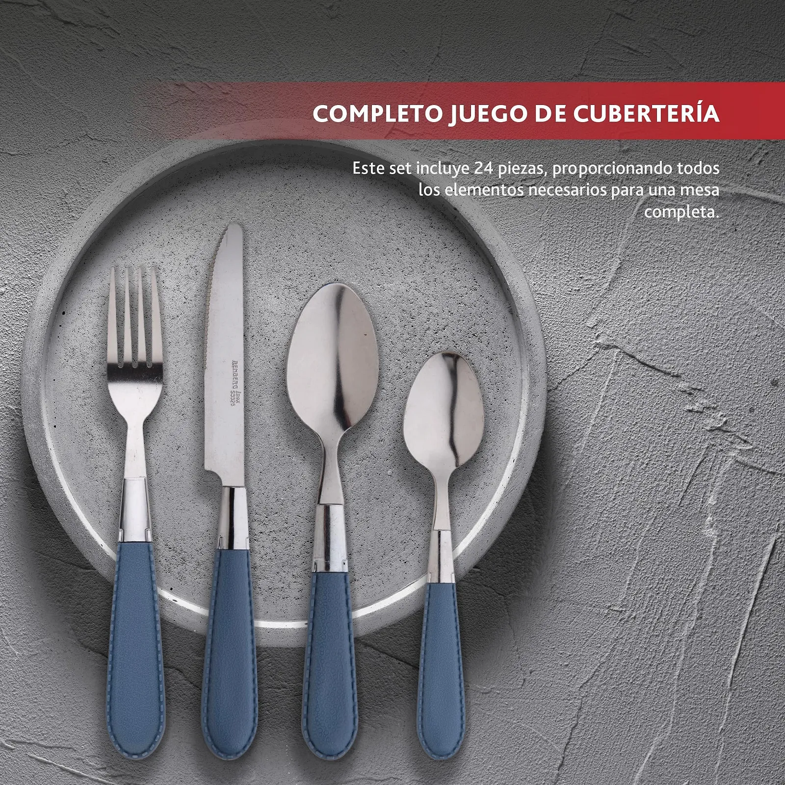 Набір столових приборів RENBERG Briny 24 предмети, нержавіюча сталь, фото №4 Набір столових приборів RENBERG Briny 24 предмети, нержавіюча сталь, фото №4