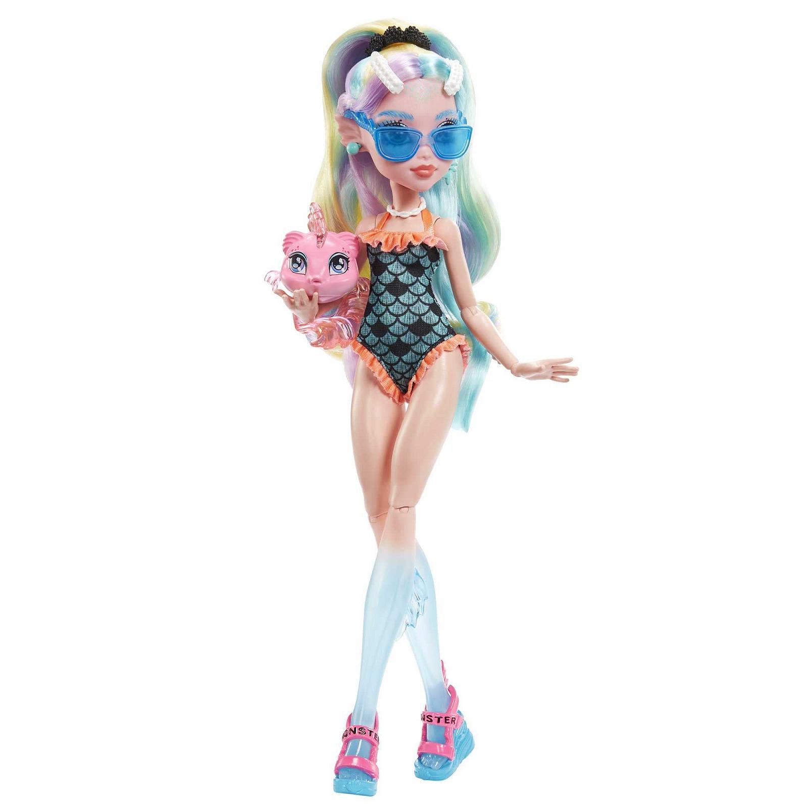 Кукла MONSTER HIGH Lagoona Blue - Розовый худи, велошорты с тай-дай, платформенные сандалии, плавники, аксессуары для детей от 4 лет HHK55, фото №3