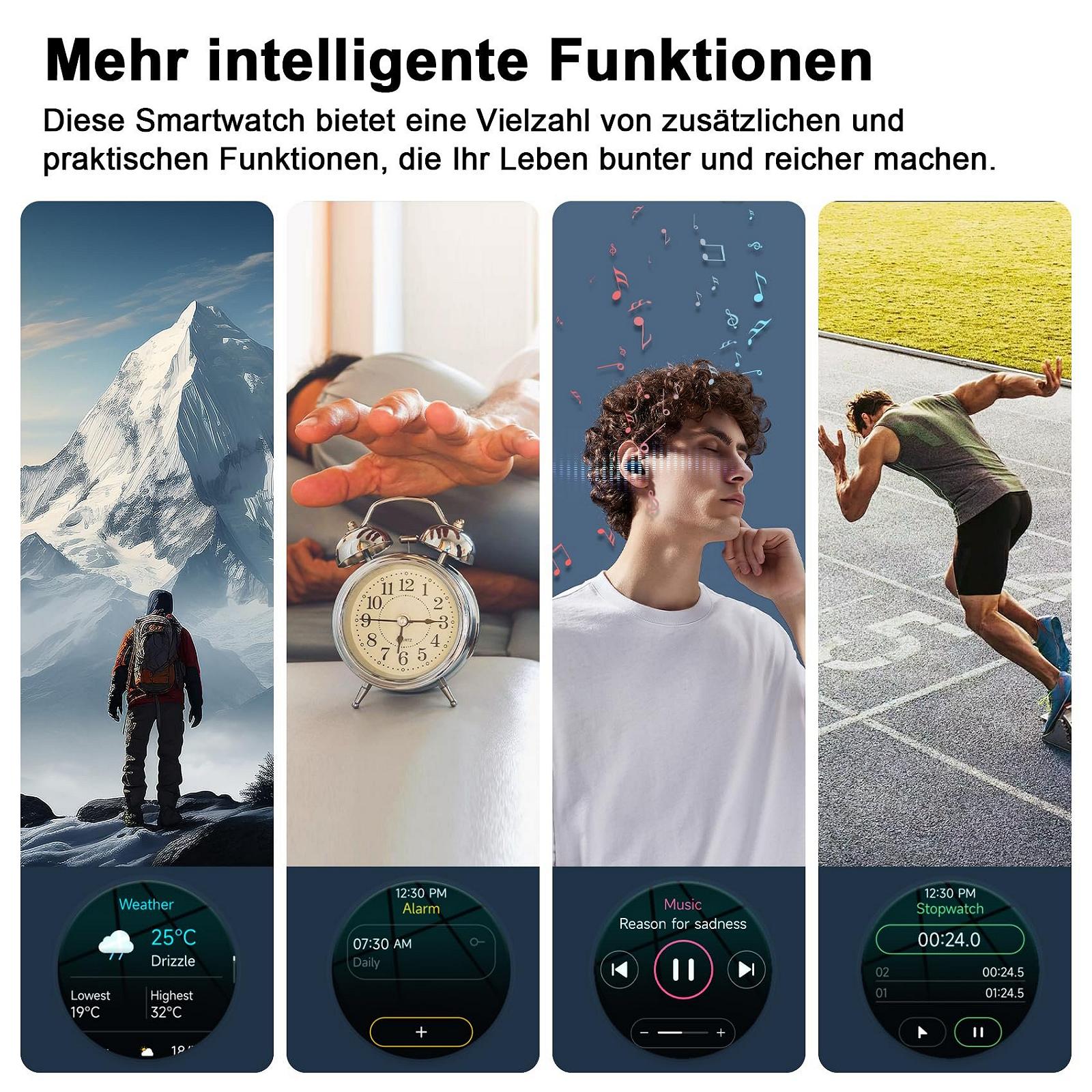 Смарт-часы Blackview W50, мужские, 1.39 дюйма, мониторинг сердечного ритма, SpO2, шагомер, мониторинг сна, 100 спортивных режимов, IP68, черный, фото №7