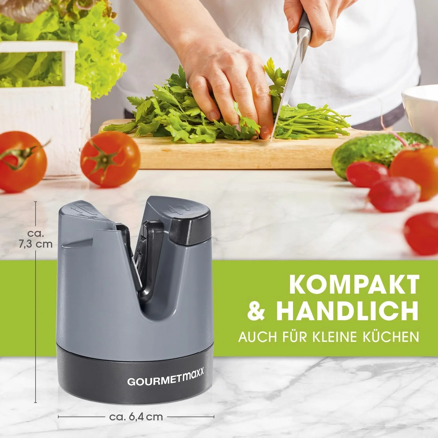 Точилка для ножів та ножиць GOURMETmaxx вольфрамові леза з полірувальним стрижнем, фото №5