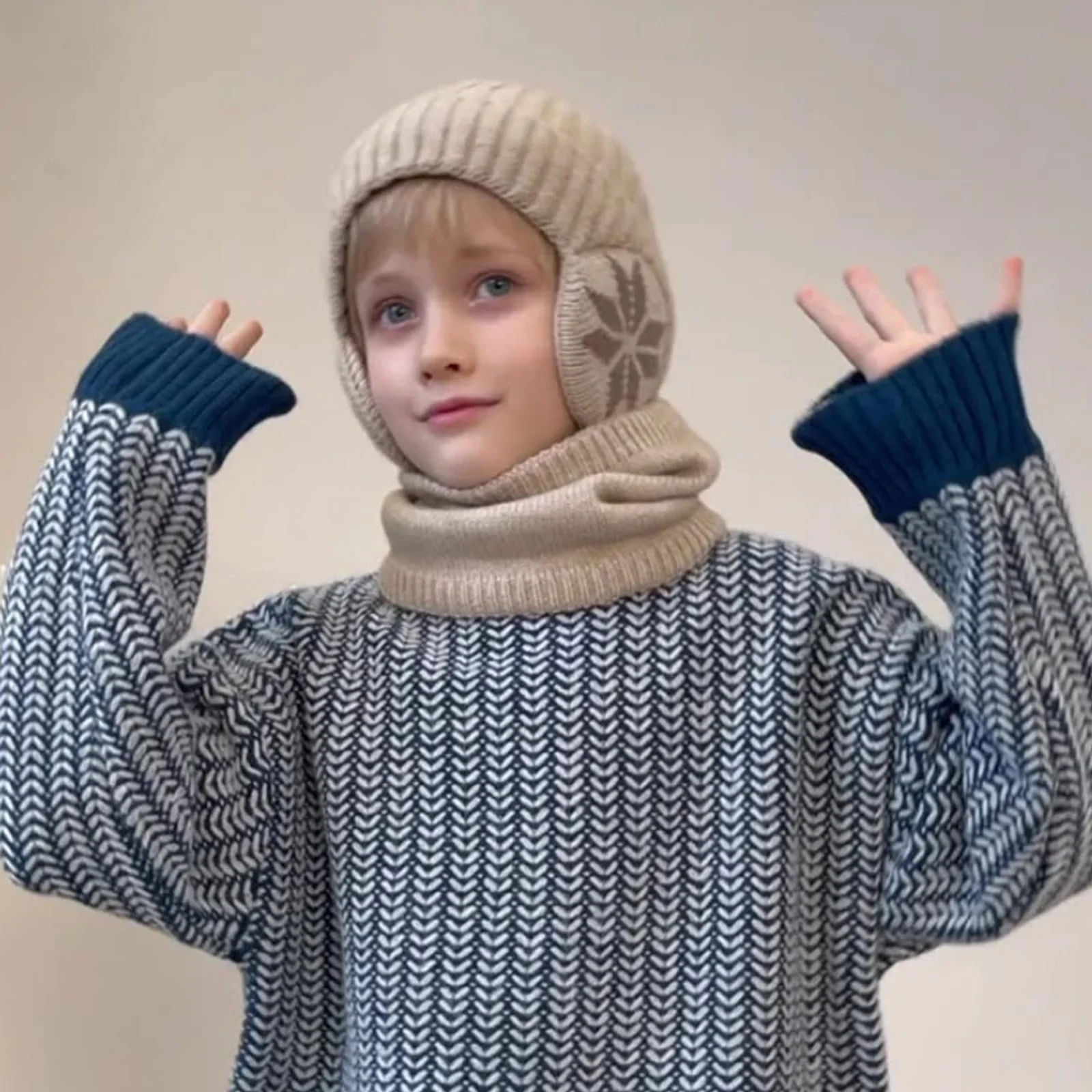 Шапка і шарф behound Дитячі зимові флісові, в'язані, захист вух, фото №7