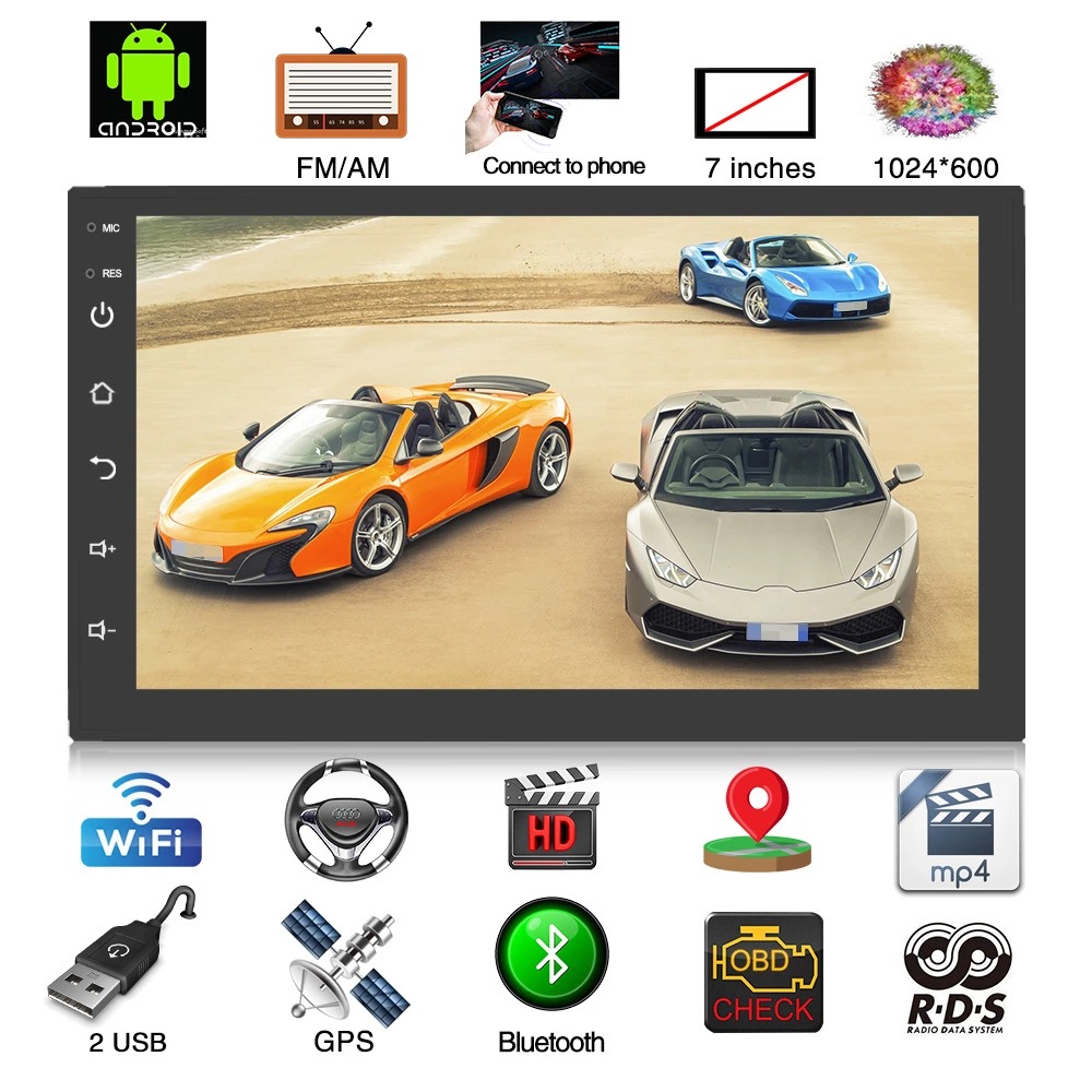 Автомагнитола 2DIN 7 UNIVESAL ANDROID SMALL с GPS модулем WiFi Bluetooth и FM радио MP5 плеер Пульт на руль, фото №7