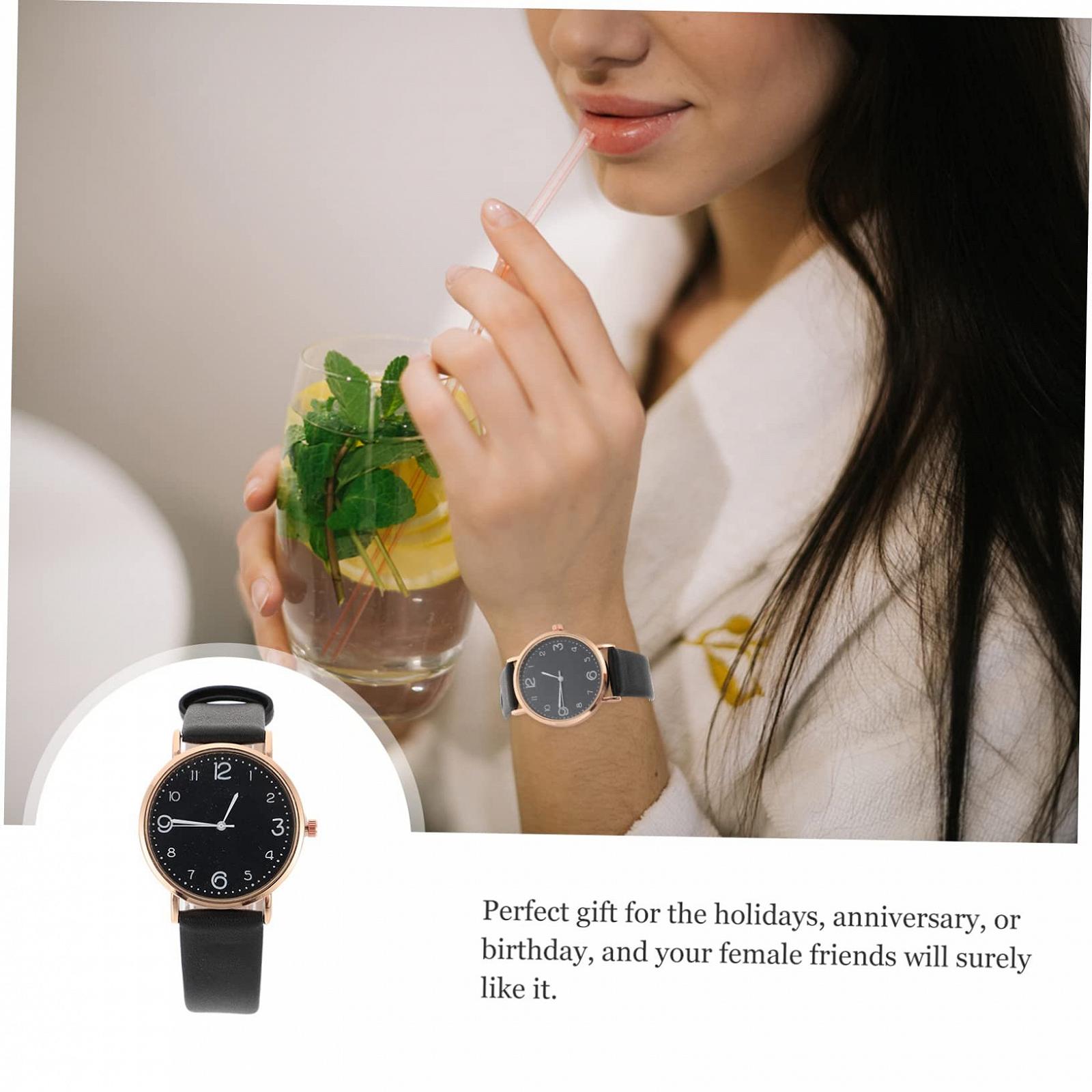 Женские наручные часы Healvian Кожаные часы Изящные модные часы для женщин Повседневные часы Цифровой дизайн Считывание времени Регулируемое запястье, фото №6