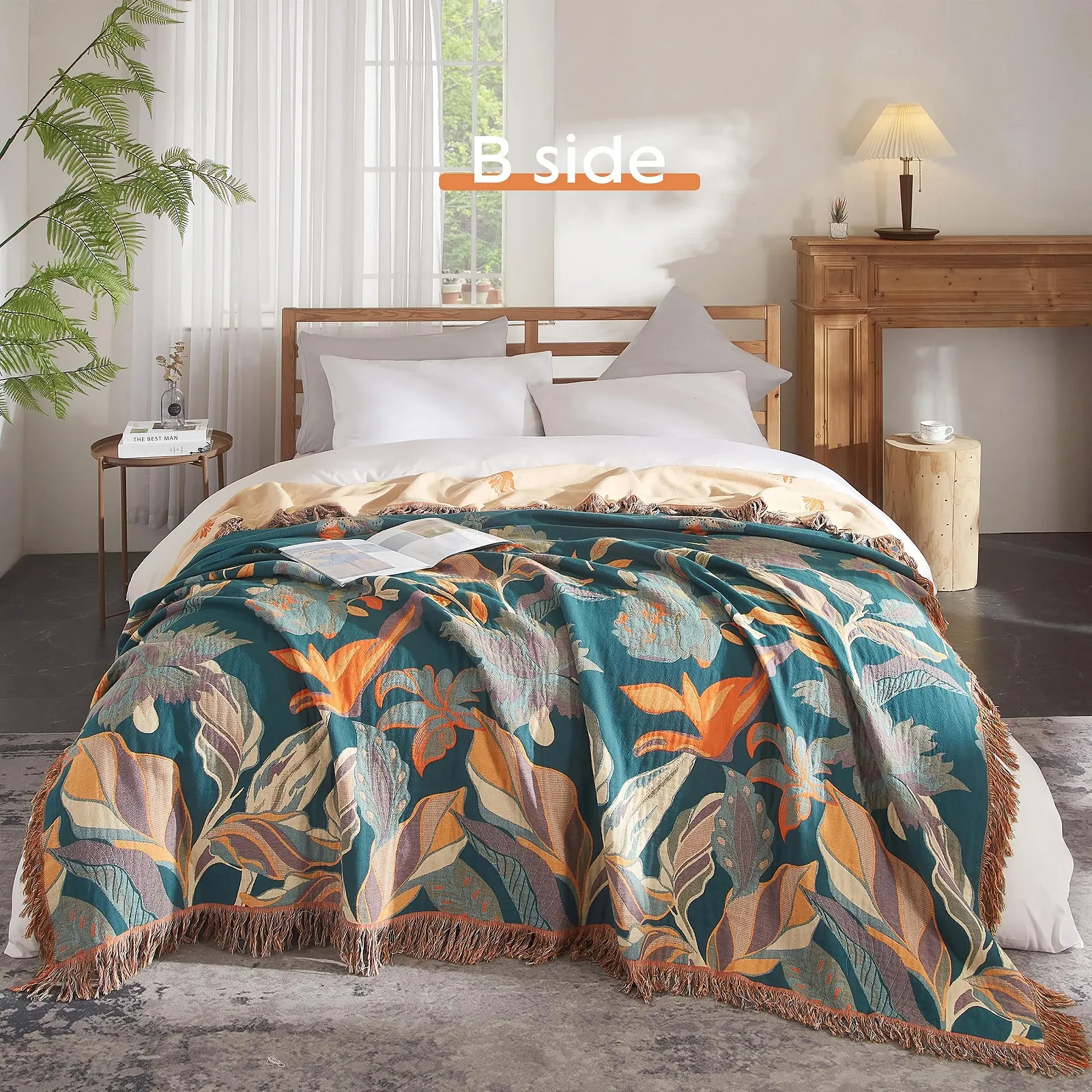 Покривало SE SOFTEXLY Boho 100% Бавовна - Велике двостороннє муслінове покривало, фото №3 Покривало SE SOFTEXLY Boho 100% Бавовна - Велике двостороннє муслінове покривало, фото №3