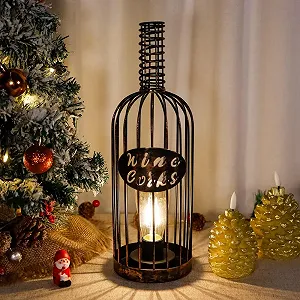 Настільна лампа JHY DESIGN Decorative Battery Operated Wireless Metal Wine Cork Bottle з таймером Black Brushed Gold synthetic.ua - Фото 1