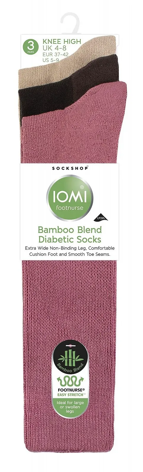 Гольфи IOMI Набір з 3 пар Діабетичні шкарпетки без гумки Екстра широкі бамбукові діабетичні шкарпетки, фото №2