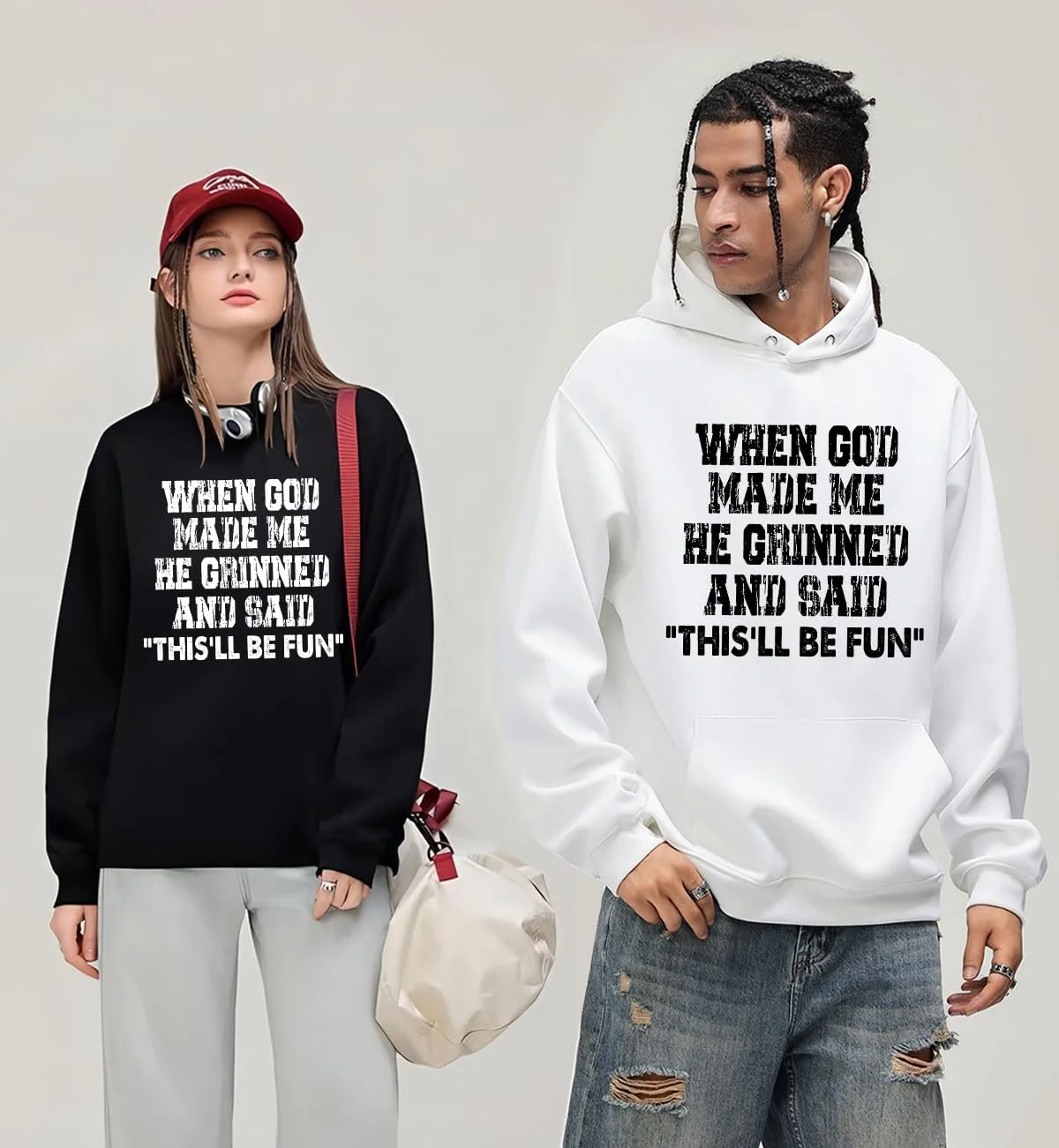 Свитшот 'Когда Бог Создал Меня, Он Сказал, Это Будет Весело' Забавная саркастическая фраза 'Когда Бог Создал Меня' Унисекс, фото №2