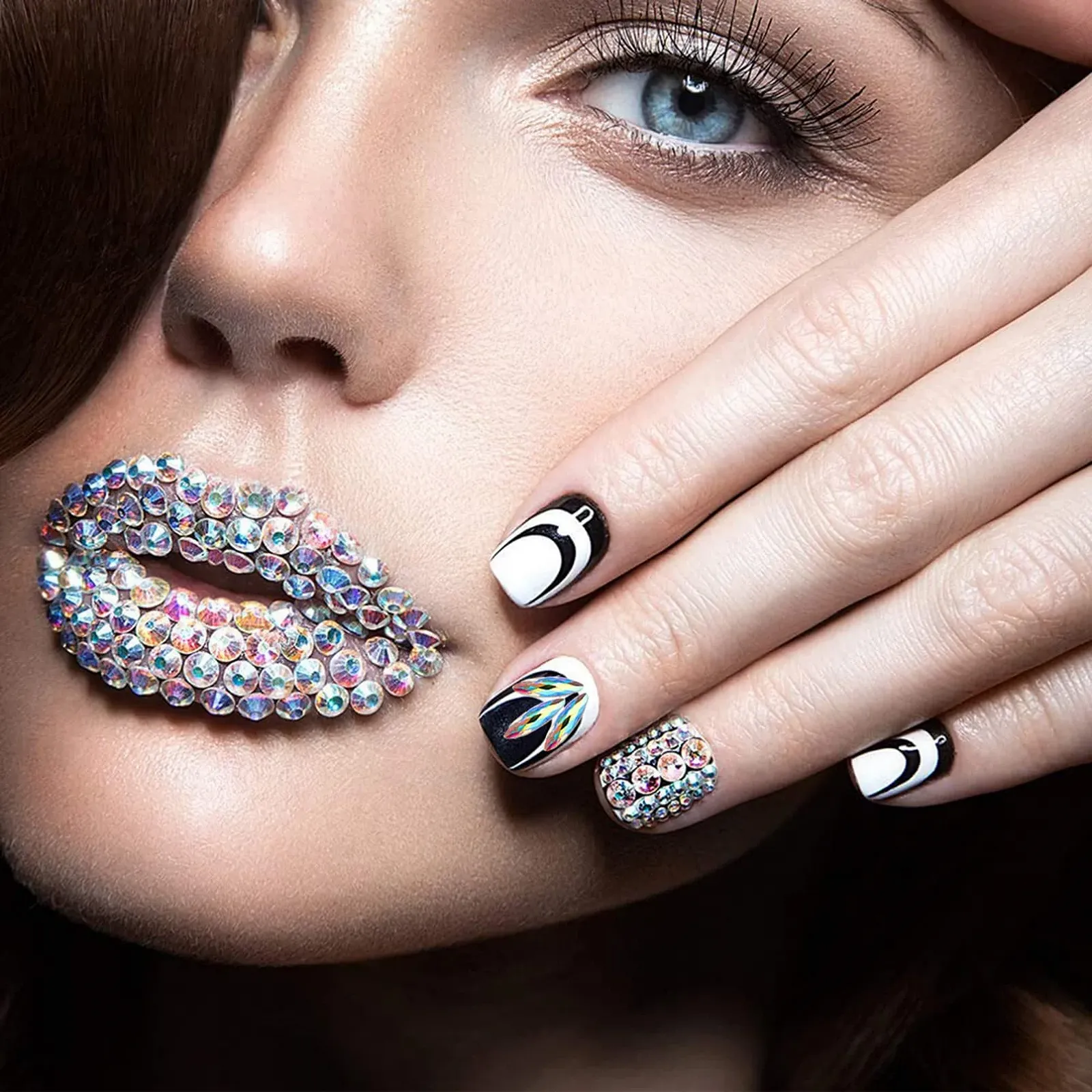 Набор страз для ногтей, 3200 штук, FITDON, разной формы, хрустальные AB стразы и прозрачные бриллианты для ногтей, набор для украшений, DIY, ювелирные изделия, аксессуары для ногтей, фото №7