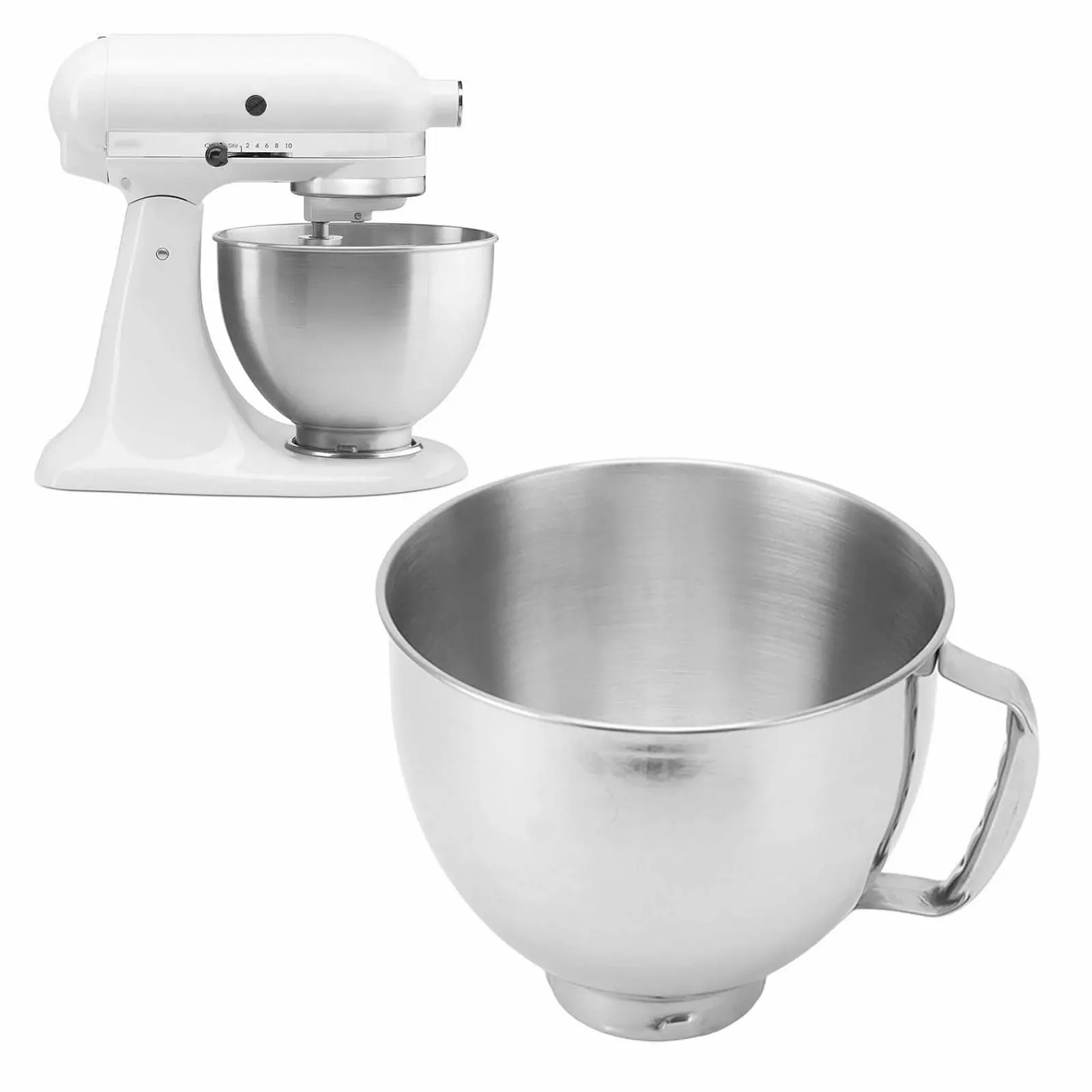 Чаша для смешивания KitchenAid Cassic 4.5Q & Artisan 5QT нержавеющая сталь с ручкой Серебристый, фото №1 Чаша для смешивания KitchenAid Cassic 4.5Q & Artisan 5QT нержавеющая сталь с ручкой Серебристый, фото №1